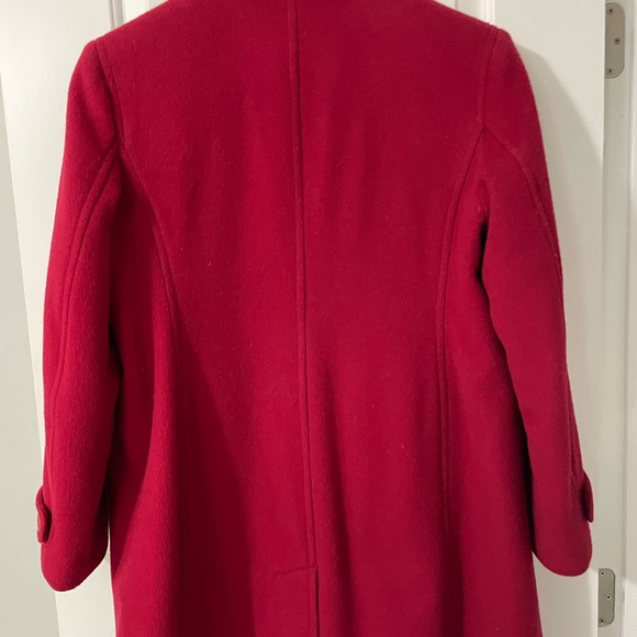 Vintage LL Bean Pea Overcoat Womens Red Lambswool - Picture 4 of 4